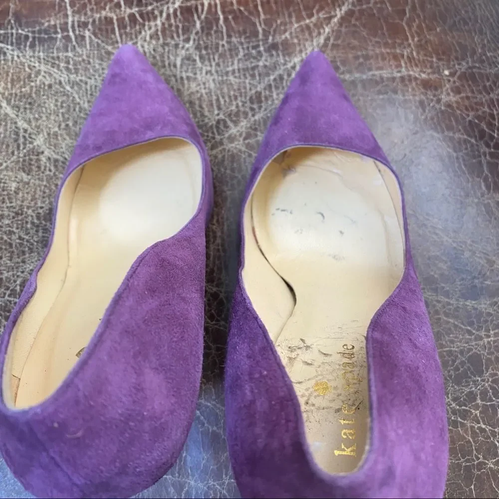 KATE SPADE purple suede leather heels pumps 6 1/2